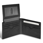 Champs Camo Leather Top Wing Wallet - Black-Double Bill compartment