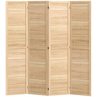 HOMCOM 4-Panel Freestanding Room Divider for Indoor Bedroom - Natural-Four panel design, great for creating a personal space or dividing up large rooms 
