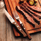Tramontina BBQ Stainless Steel Steak Knife & Fork Set – Polywood Handle - Serrated - Outdoor Dining - 12 Piece Set-Large construction made for the outdoors