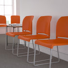 Flash Furniture HERCULES Series Orange Full Back Contoured Stack Chair with Grey Powder Coated Sled Base-880 lb. Weight Capacity