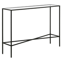Hudson&Canal - Console Henley 42" de largeur avec plateau en verre - Bronze noirci-Un design industriel pour votre entrée, votre salon, votre bureau et plus encore