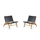 Manhattan Comfort - Maintenon fauteuil d’appoint style industriel chic en similicuir, 65,5 cm, noir et naturel, lot de 2-Chaise d’appoint en similicuir moderne - chic de l’industrie, parfaite pour une utilisation dans le salon. Ensemble de 2