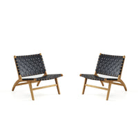 Manhattan Comfort - Maintenon fauteuil d’appoint style industriel chic en similicuir, 65,5 cm, noir et naturel, lot de 2-Chaise d’appoint en similicuir moderne - chic de l’industrie, parfaite pour une utilisation dans le salon. Ensemble de 2