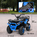 Qaba 12V Battery Powered Kids Electric Vehicle with 4 Spring Suspension Wheels - Blue-Equipped with four headlights, music, and USB for entertainment 