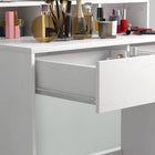 HOMCOM Makeup Vanity Desk with Lighted Mirror - 31.5" L x 15.7" W x 53.1" H - White-Simple Nordic style complements modern decor aesthetics