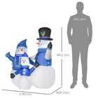 HOMCOM 4' Lit Inflatable Snowmen Christmas Decoration-Primary Colour: Blue 