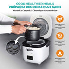 Rice Robot - Cuiseur à riz peu encombrant 4 tasses avec pot intérieur antiadhésif en céramique - Blanc-Le nettoyage est un jeu d'enfant : le revêtement antiadhésif en céramique plus sain à l'intérieur du pot intérieur se nettoie sans effort en quelques secondes. ou mettez-le directement au lave-vaisselle, le pot intérieur va au lave-vaisselle