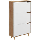 HOMCOM Narrow Shoe Cabinet with 3 Flip Doors & Adjustable Shelves - White-Three flip drawers store shoes neatly, adjustable for various sizes