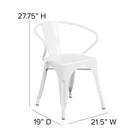 Flash Furniture – Chaise en métal avec accoudoirs pour l’intérieur et l’extérieur, blanc (CH31270WH)-S'empile jusqu'à 8 chaises de hauteur
