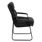 Flash Furniture – Chaise de réception en microfibre avec soutien lombaire et base traîneau, noir (GO1156BK)-Rembourrage en microfibre noire