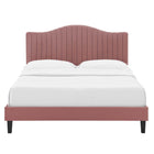 Modway Juniper Channel Tufted Performance Velvet King Platform Bed - Dusty Rose-Wood Slat Support System