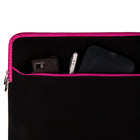 Vangoddy - Housse de protection en néoprène pour ordinateur portable 15" avec poche supplémentaire - Noir/Rose-Poche avant zippée pratique pour accessoires comme chargeurs souris ou stylos
