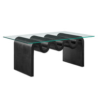 Modway - Ondine Plateau en verre Table basse - Noir-Forme ondulatoire unique