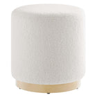Modway Tilden 16" Round Sherpa Upholstered Ottoman - Ivory/Natural-Sherpa Fabric Upholstery