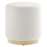 Modway Tilden 16" Round Sherpa Upholstered Ottoman - Ivory/Natural-Sherpa Fabric Upholstery