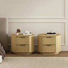 Manhattan Comfort - Olivia 26,5" Table de nuit moderne - Chêne naturel et or - Lot de 2-Comprend 2 tiroirs avec extension de 0,75