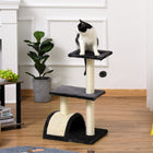 PawHut - Arbre à chat 28 po avec griffoir en sisal - gris-Perchoirs confortables pour se détendre 