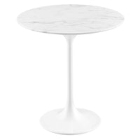 Modway Lippa 20" Round Faux Marble Side Table - White White-Modern Side Table