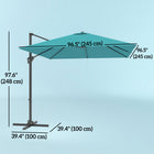 Outsunny 8' L x 8' W Square Patio Hanging Offset Umbrella with 360° Rotation - Blue-Aluminum pole and eight steel ribs with powder coating support a UV resistant 200g polyester cloth canopy for years of beautiful use  