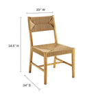 Modway Bodie Wood Dining Chair - Natural-Woven Paper Rope Seat and Backrest