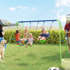 Outsunny 3 in 1 Metal Swing Set with Double Swings, Glider, Kids Swing Set - Green-Can fit up to five children at once 