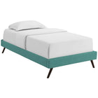 Modway Loryn Fabric Twin Bed Frame with Round Splayed Legs - Teal-Ten Wood Support Slats
