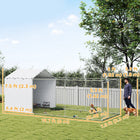PawHut Outdoor Dog Kennel and Dog Run with Cover - 19.7' x 7.5' x 7.5' - Silver-Wind, rain, and sun protection with an innovative tarpaulin cover 