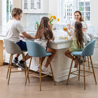 Homy Casa - Tabourets de bar hauteur comptoir de 26'' avec siège en tissu gris rembourré - Paquet de 2-Construction Solide : Pieds en bois de chêne massif offrant une excellente stabilité et un soutien jusqu'à 250 lbs.