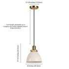 Hudson&Canal - Suspension Madison de 20 cm de large avec abat-jour en métal, - Blanc nacré/laiton/blanc nacré-8