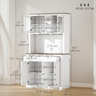 HOMCOM 71" H Pantry Cabinet with Microwave Space and Buffet Hutch - White-Sleek, modern design with glass and shaker doors for home decor 