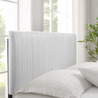 Modway - Peyton Lit plateforme Queen en velours haute performance avec pieds en bois noir - Blanc-Capacité de poids : 800 lb.
