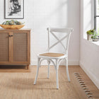 Modway Gear Dining Side Chair - White-Natural Rattan Seat