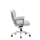 Plata Import - Chaise de bureau élégante Chaise réglable en similicuir avec cadre en aluminium poli, Blanc-Asiatique 25,5 po x 19 po; Retour 20,5 po -17,5 po