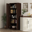 HOMCOM 63" H Pantry Cabinet with Adjustable Shelves - Distressed Dark Brown-Adjustable shelves allow you to store larger items, without worry if they will fit 