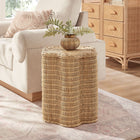 Modway Erika Scalloped Natural Rattan Side Table - Natural-Flower Top Design