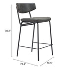 Zuo Charon Counter Stool - Vintage Black - Set of 2-8