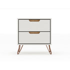 Manhattan Comfort - Rockefeller ensemble de commodes de chambre à coucher style milieu du siècle - blanc cassé et naturel - ensemble de 3-Parfait pour le rangement ou l’exposition d’objets Kit anti-basculement inclus