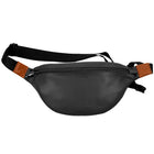 CHAMPS Onyx Collection Leather Waistpack - Black-Inner RFID zipper pocket