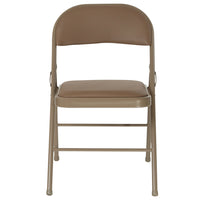 Flash Furniture HERCULES Series Double Braced Beige Vinyl Folding Chair-Padded Metal Folding Chair