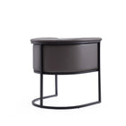 Manhattan Comfort Cosmopolitan 24" Mid-Century Modern Faux Leather Upholstered Dining Chair - Pebble and Black - Set of 2-Delivered to you Fully Assembled! No Assembly Required