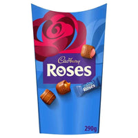 Cadbury UK Roses Assorted Wrapped Chocolates - 290g-Enjoy traditional Cadbury Roses individually wrapped milk chocolates-a UK favourite! These brightly wrapped chocolates are packaged in distinctive turquoise blue box.
