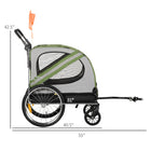 Aosom - Remorque de vélo 2-en-1 pour chien, poussette pour animaux de compagnie de voyage avec roue universelle, réflecteurs, drapeau, vert-Tissu Oxford résistant aux intempéries pour protéger votre animal des mauvaises conditions météorologiques 