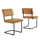 Modway Parity Vegan Leather Dining Side Chairs - Black/Tan - 2 Pack-Mid-Century Modern Dining Side Chairs