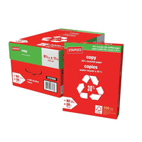 Staples FSC-Certified 30% Recycled Copy Paper - 20 lb. - 8.5" x 11" - White - 5000 Sheets-92 bright paper delivers superior image contrast and readability