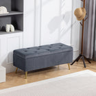 HOMCOM - Banc coffre de rangement grande capacité 43 po avec pieds en acier - gris foncé-Profitez d’un confort accru grâce au revêtement doux effet velours et à une assise rembourrée de mousse 