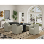 Manhattan Comfort Anna Square 22.83" Modern Faux Leather Upholstered Dining Armchair - Stone Grey-Heavy Plastic Foot Padding