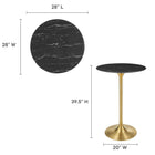 Modway Lippa 28" Round Faux Marble Bar Table - Gold Black-Artificial Marble Tabletop