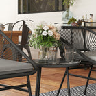 Outsunny 3-Pieces Wicker Patio Furniture Set with Glass Top Coffee Table & Cushions - Black-Soft seat cushion with fixing straps for extra comfort 
