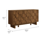 Modway Owen 59" 4 Door Geometric Sideboard - Walnut-4 Carved Geometric Doors
