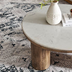 Modway - Ellison Rond de 33 po Bois Table basse avec dessus en marbre - Noyer-Coussinets de plancher en feutre